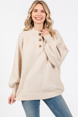 Cream Soft Knit Button Front Sweater