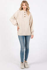 Cream Soft Knit Button Front Sweater