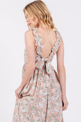 Light Pink Floral Sleeveless Tie Back Jumpsuit