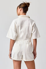 White Romper W/ Elastic Waist