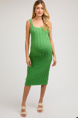 Green Wide Rib Knit Maternity Midi Dress