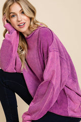 Purple Mineral Wash French Terry Thermo Sweatshirt