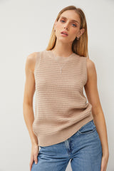 Taupe Knit Sleeveless Top