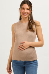 Taupe Knit Sleeveless Maternity Top