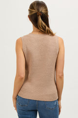 Taupe Knit Sleeveless Maternity Top