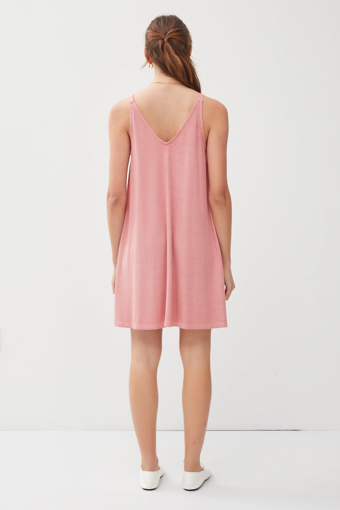 Mauve Ribbed Sleeveless Front Seam Dress