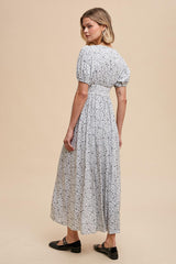 Ivory Floral Button Down Front Slit Maxi Dress