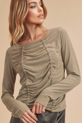 Oat Ruched Top