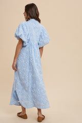 Sky Floral Print Smock Detail Maxi Dress