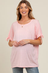 Pink Drawstring Dolman Sleeve Maternity Top