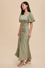 Eucalyptus Puff Sleeve Dress