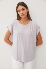 Grey Rolled Cuff Sleeve Top