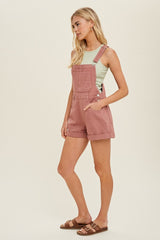 Rose Cuffed Denim Short Overalls