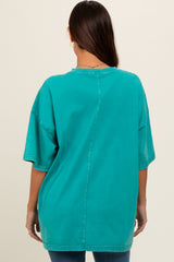 Turquoise Faded Wash Maternity Short Sleeve Top