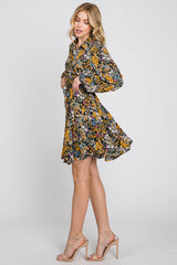 Marigold/Black Floral Flare Dress