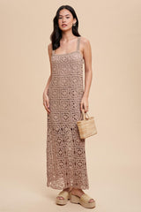 Mushroom Crochet Maxi Tank Dress