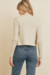 Ivory Pointelle Tie-Front Cardigan Top