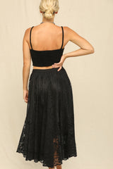 Black Floral Lace Long Skirt