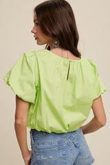 Lime Green Short Sleeve Bubble Top