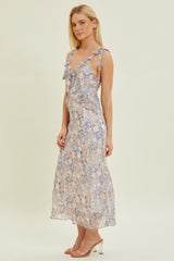 Taupe Multi Floral Chiffon Dress