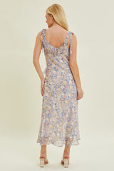 Taupe Multi Floral Chiffon Dress